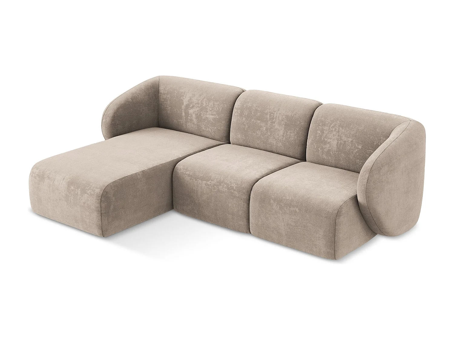 Canapé d'angle 3 places modulaire gauche en tissu chenille - beige foncé - LANI