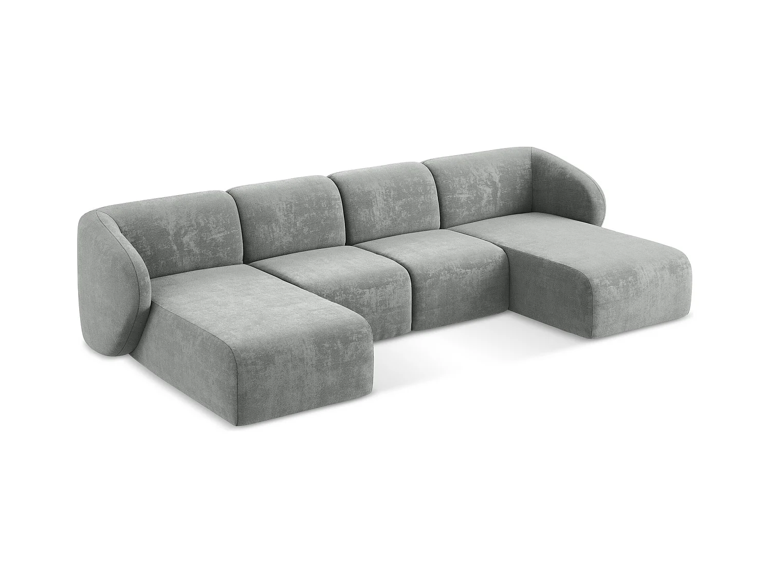 Panoramische hoekbank van grijs chenille stof - LANI