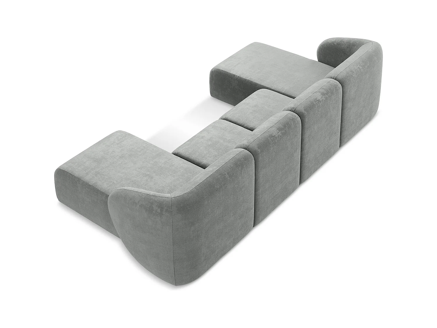 Panoramische hoekbank van grijs chenille stof - LANI