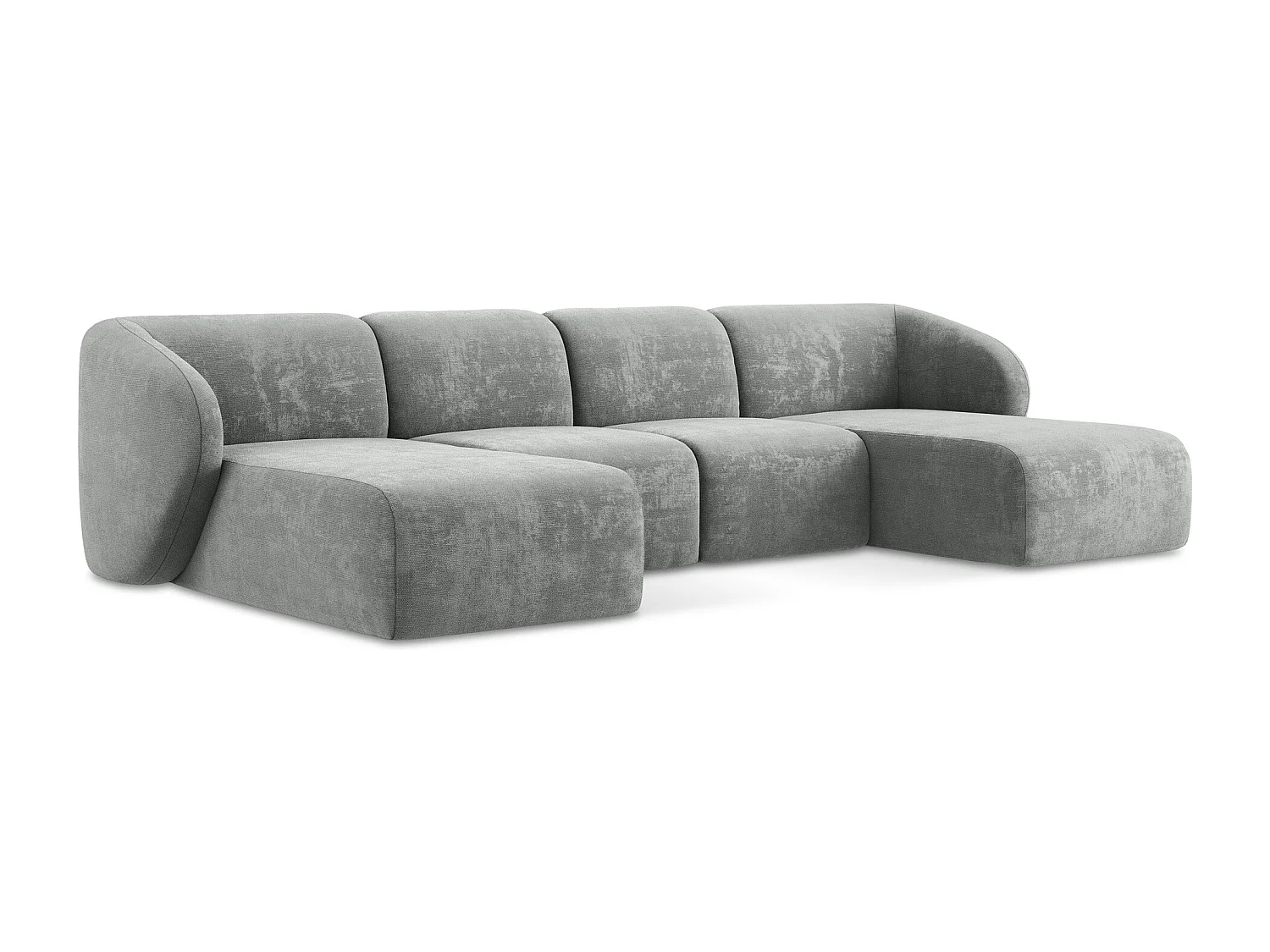 Canapé panoramique 4 places en tissu chenille - gris - LANI