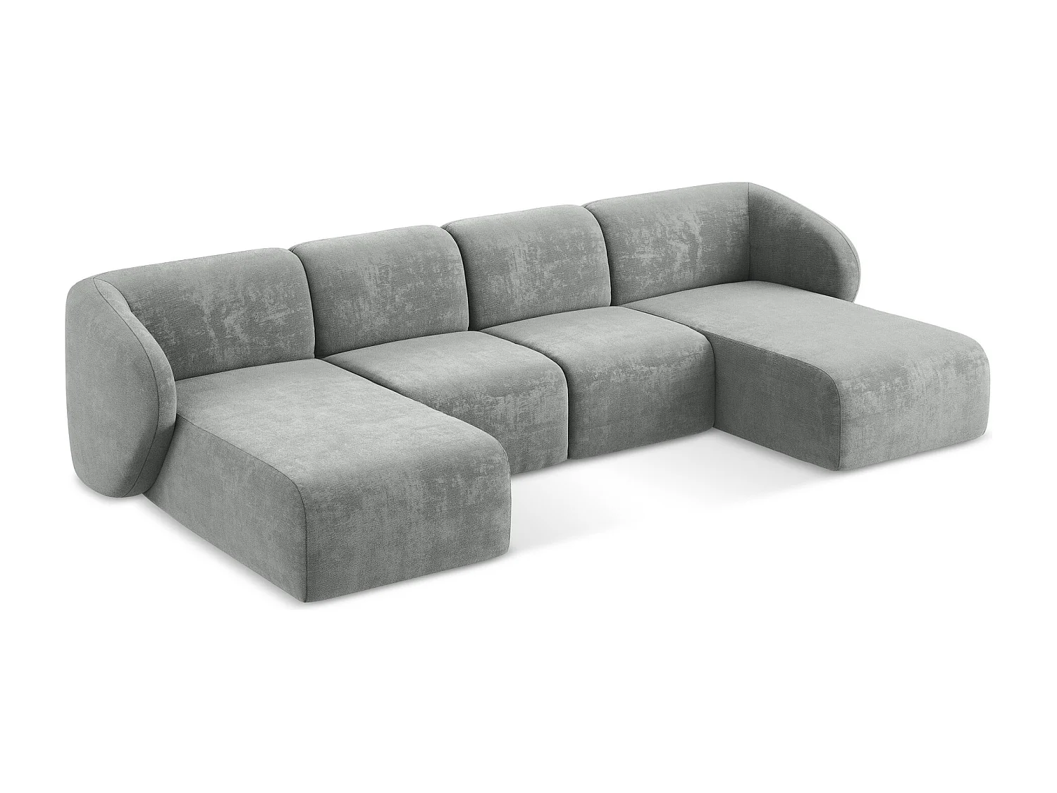 Canapé panoramique 4 places en tissu chenille - gris - LANI