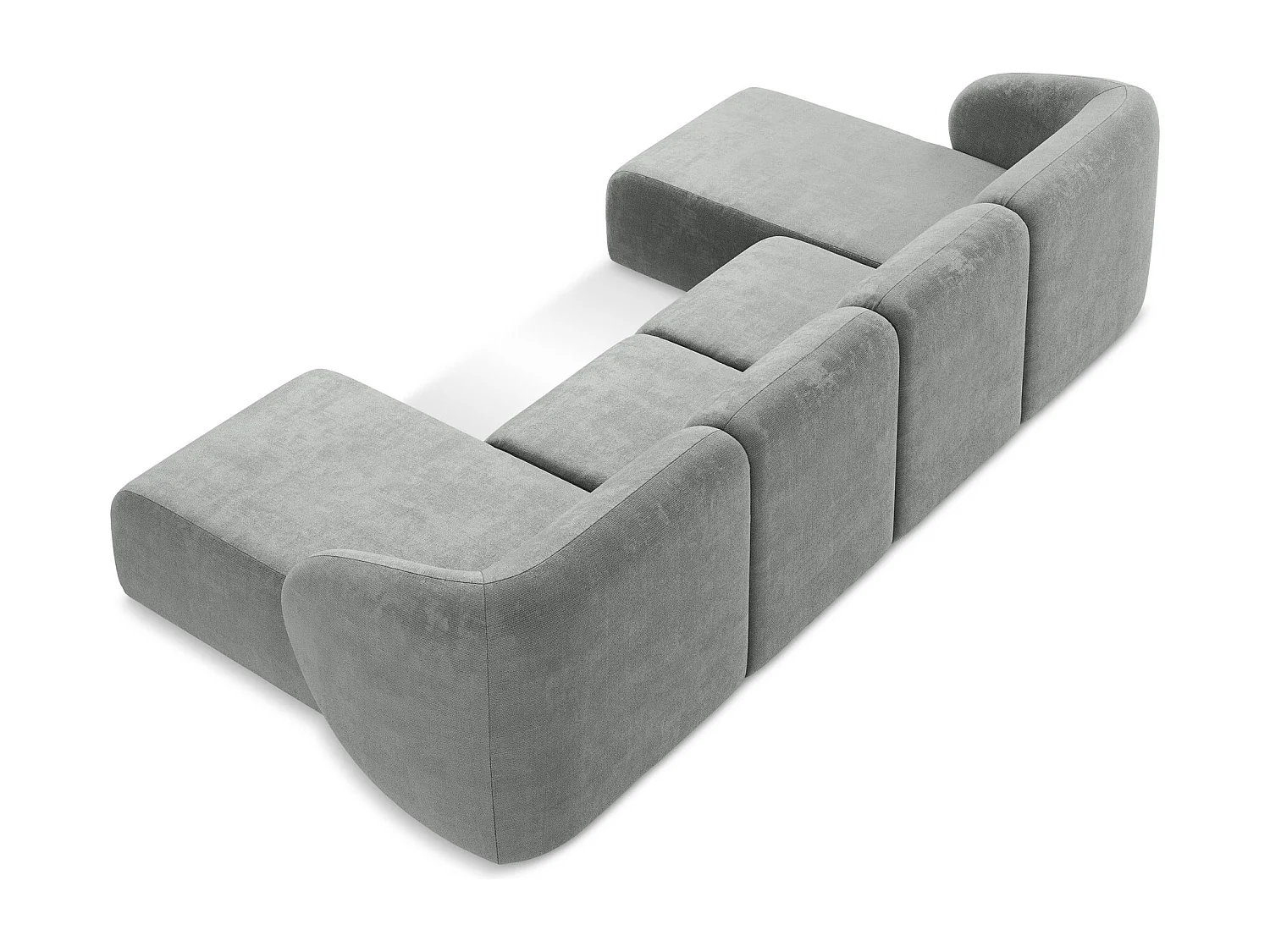 Canapé panoramique 4 places en tissu chenille - gris - LANI