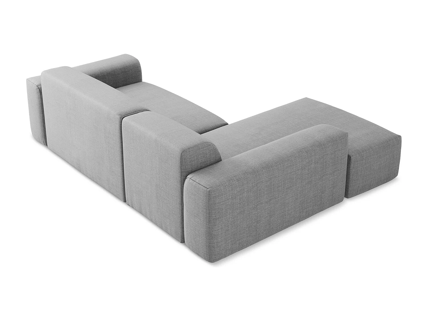 Canapé d'angle 3 places modulaire droit en tissu texturé - gris clair - KELI
