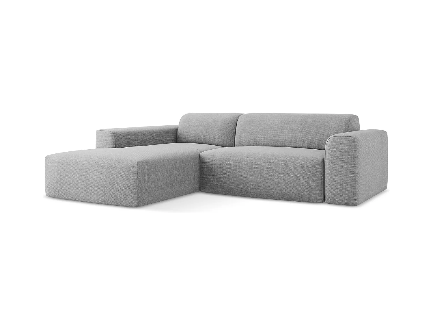 Canapé d'angle 3 places modulaire droit en tissu texturé - gris clair - KELI