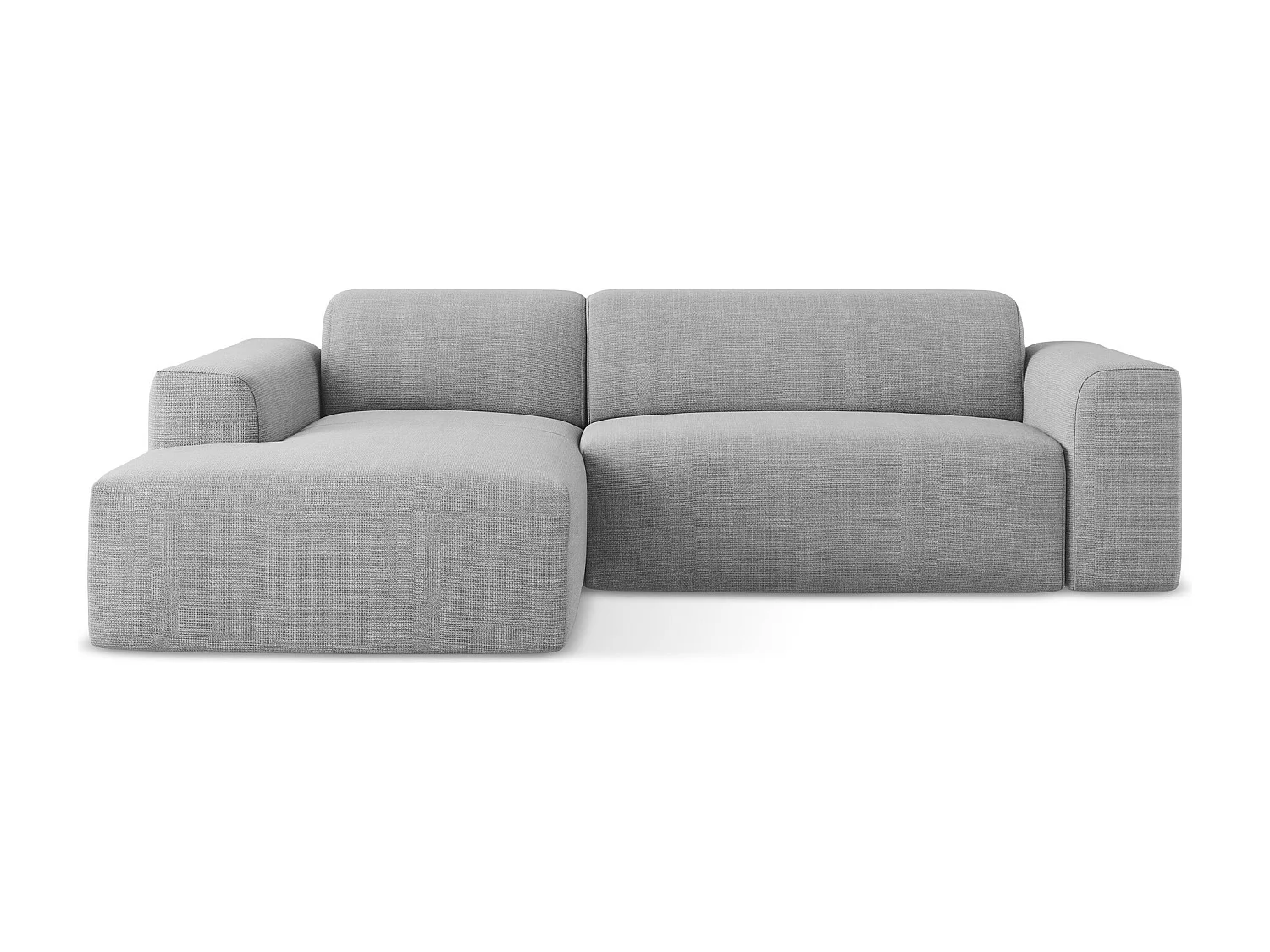 Canapé d'angle 3 places modulaire droit en tissu texturé - gris clair - KELI