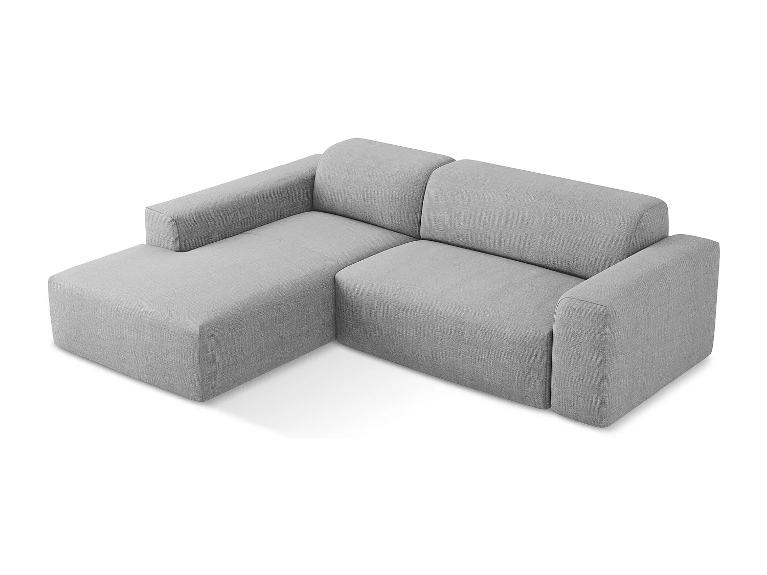 Canapé d'angle 3 places modulaire droit en tissu texturé - gris clair - KELI