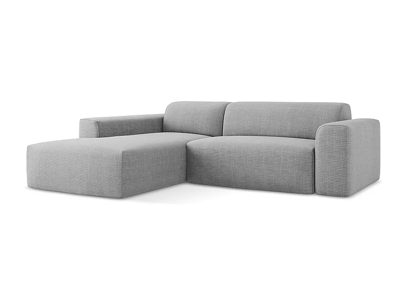 Canapé d'angle 3 places modulaire droit en tissu texturé - gris clair - KELI