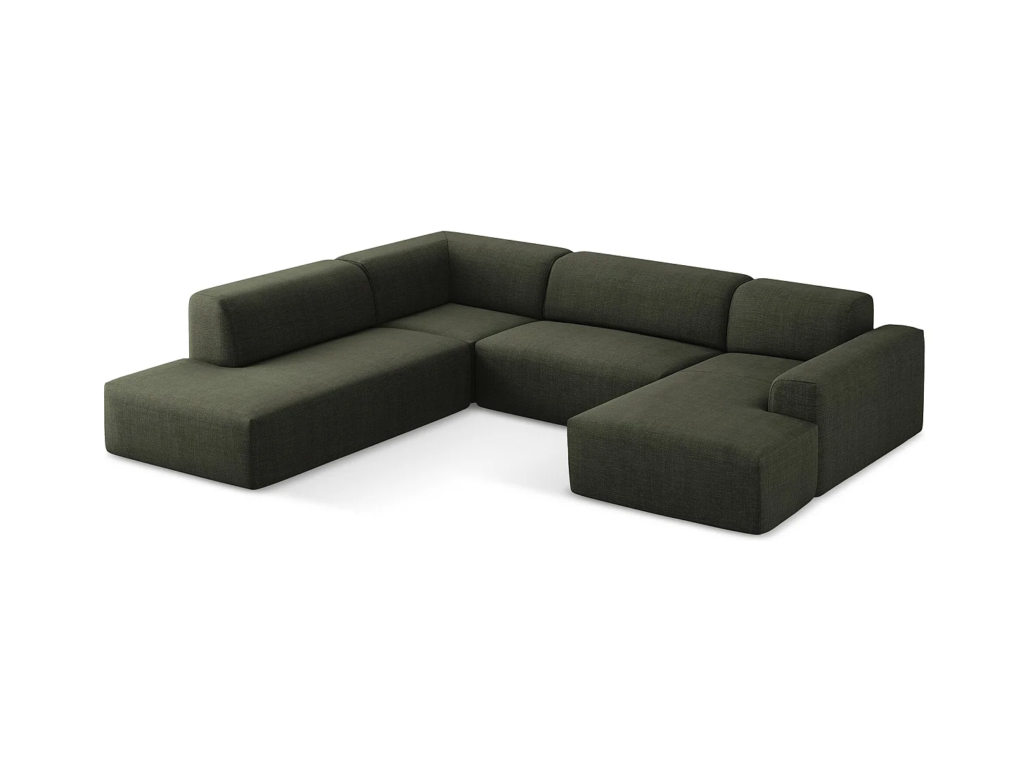 Sofa panoramiczna lewa - z tkaniny strukturalnej - oliwkowy - KELI