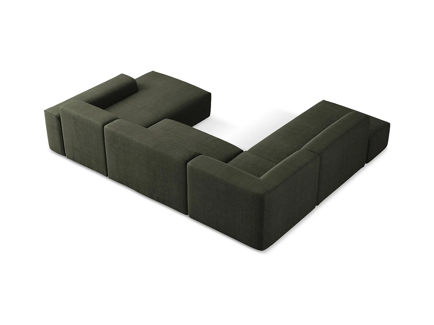 Sofa panoramiczna lewa - z tkaniny strukturalnej - oliwkowy - KELI