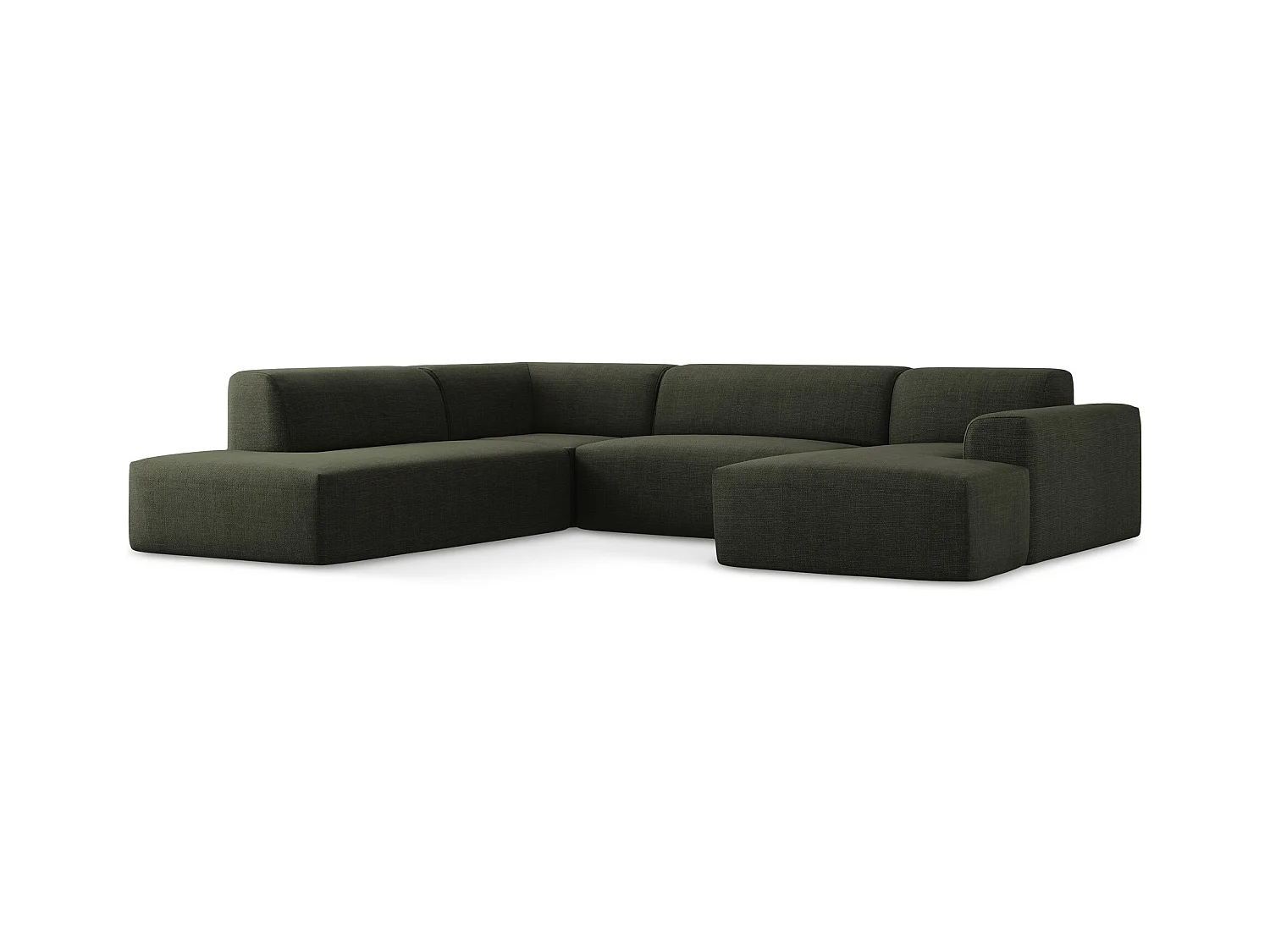 Große Wohnlandschaft Links - - Strukturstoff - Olive - KELI