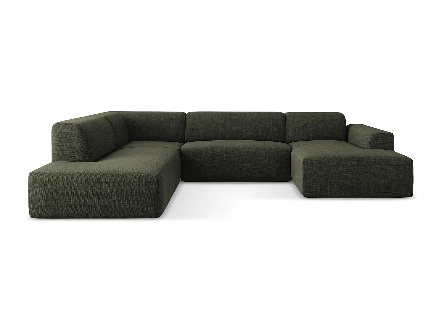 Sofa panoramiczna lewa - z tkaniny strukturalnej - oliwkowy - KELI