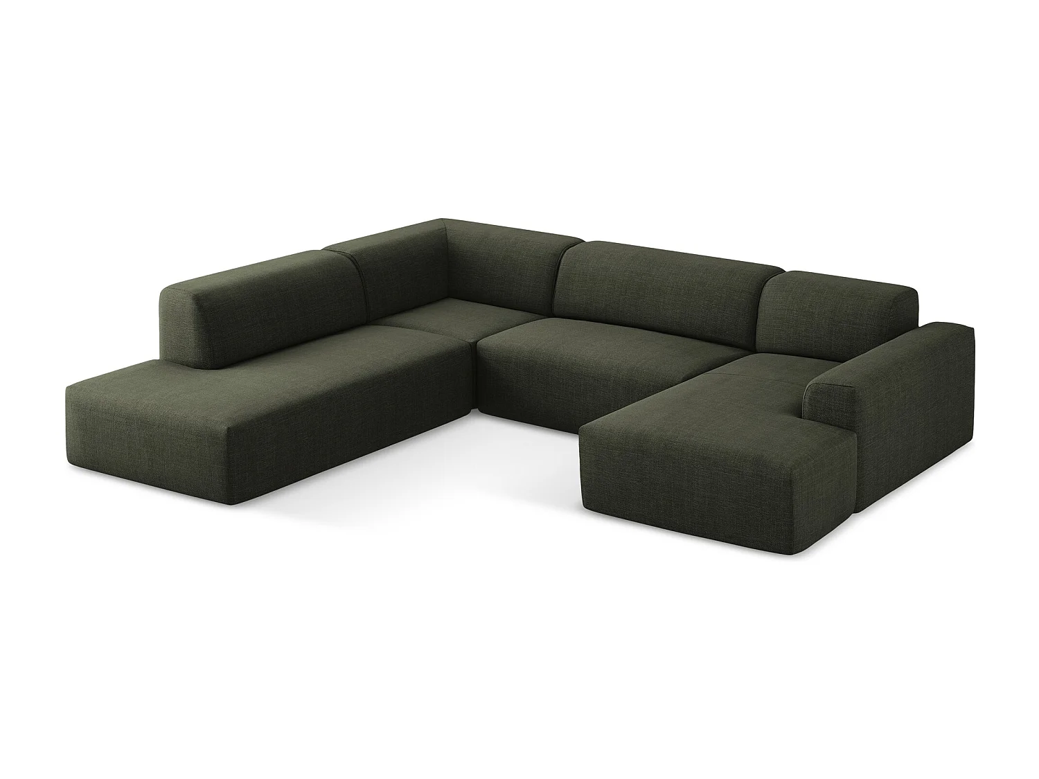 Sofa panoramiczna lewa - z tkaniny strukturalnej - oliwkowy - KELI