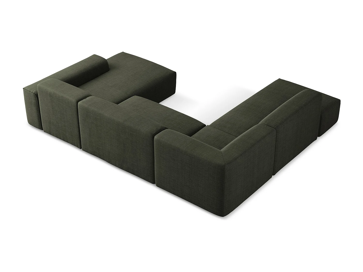 Sofa panoramiczna lewa - z tkaniny strukturalnej - oliwkowy - KELI