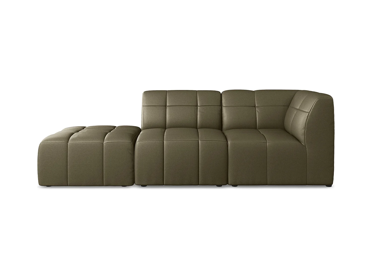 Modulaire hoekbank links van olijfgroen kunstleer - ALOHA