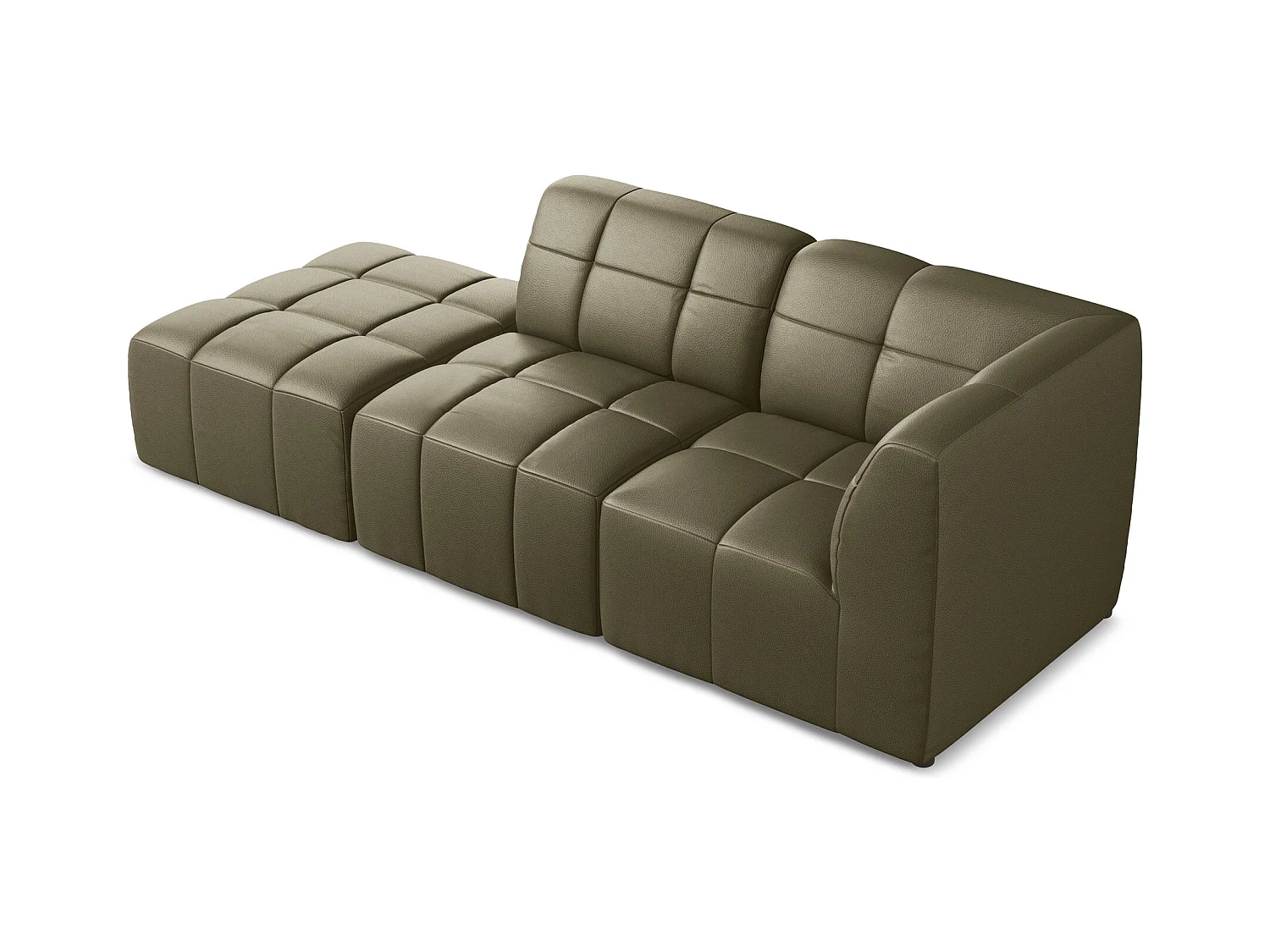 Modulaire hoekbank links van olijfgroen kunstleer - ALOHA