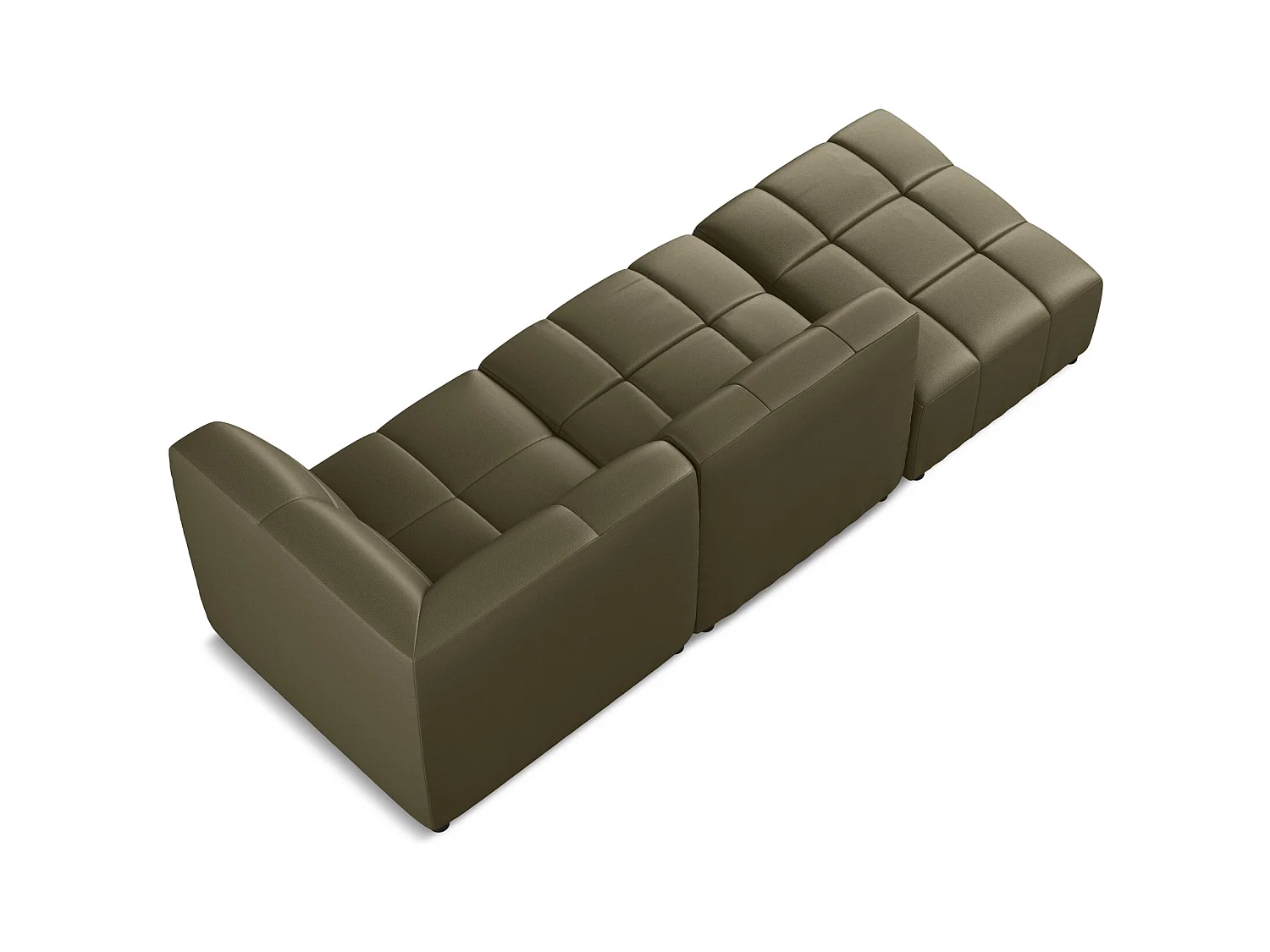 Modulaire hoekbank links van olijfgroen kunstleer - ALOHA