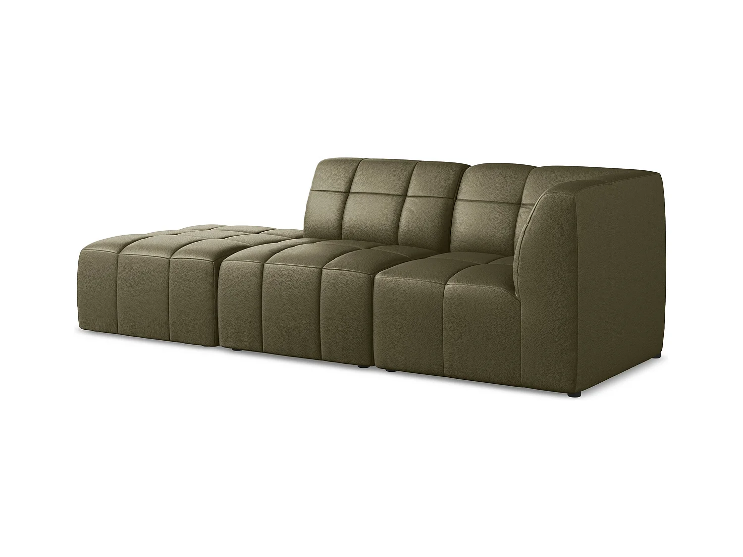3-Sitzer Modulares Ecksofa - Ecke Links - Kunstleder - Olive - ALOHA