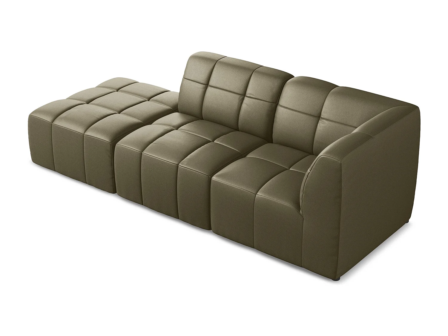 Canapé d'angle 3 places modulaire gauche en similicuir - olive - ALOHA