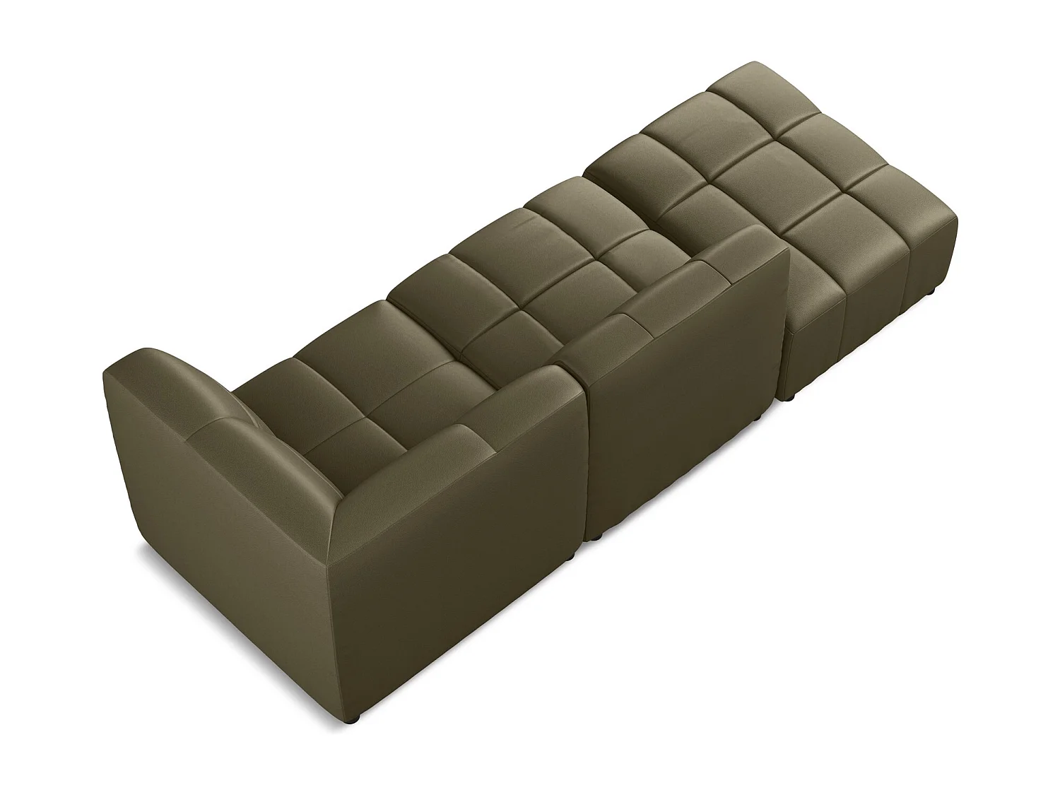 Canapé d'angle 3 places modulaire gauche en similicuir - olive - ALOHA