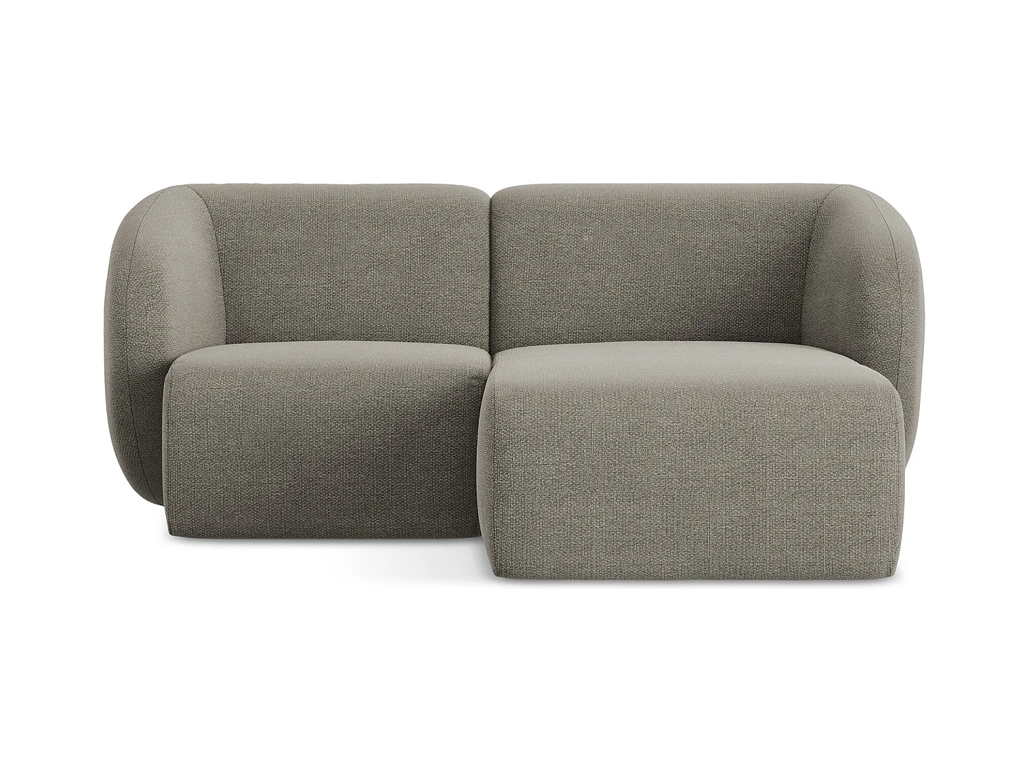 Canapé d'angle 2,5 places modulaire droit en tissu bouclette - gris - LANI