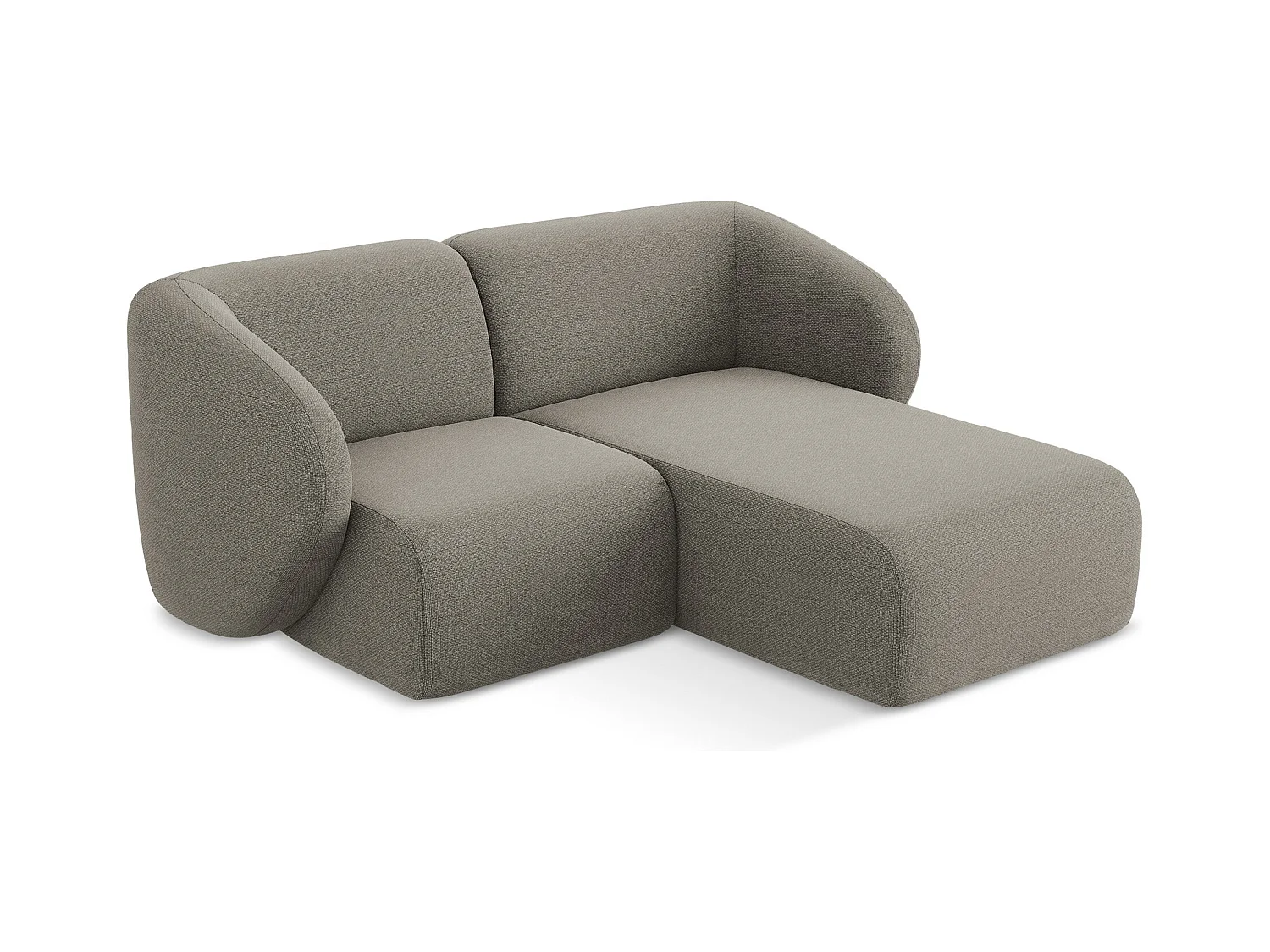 Canapé d'angle 2,5 places modulaire droit en tissu bouclette - gris - LANI