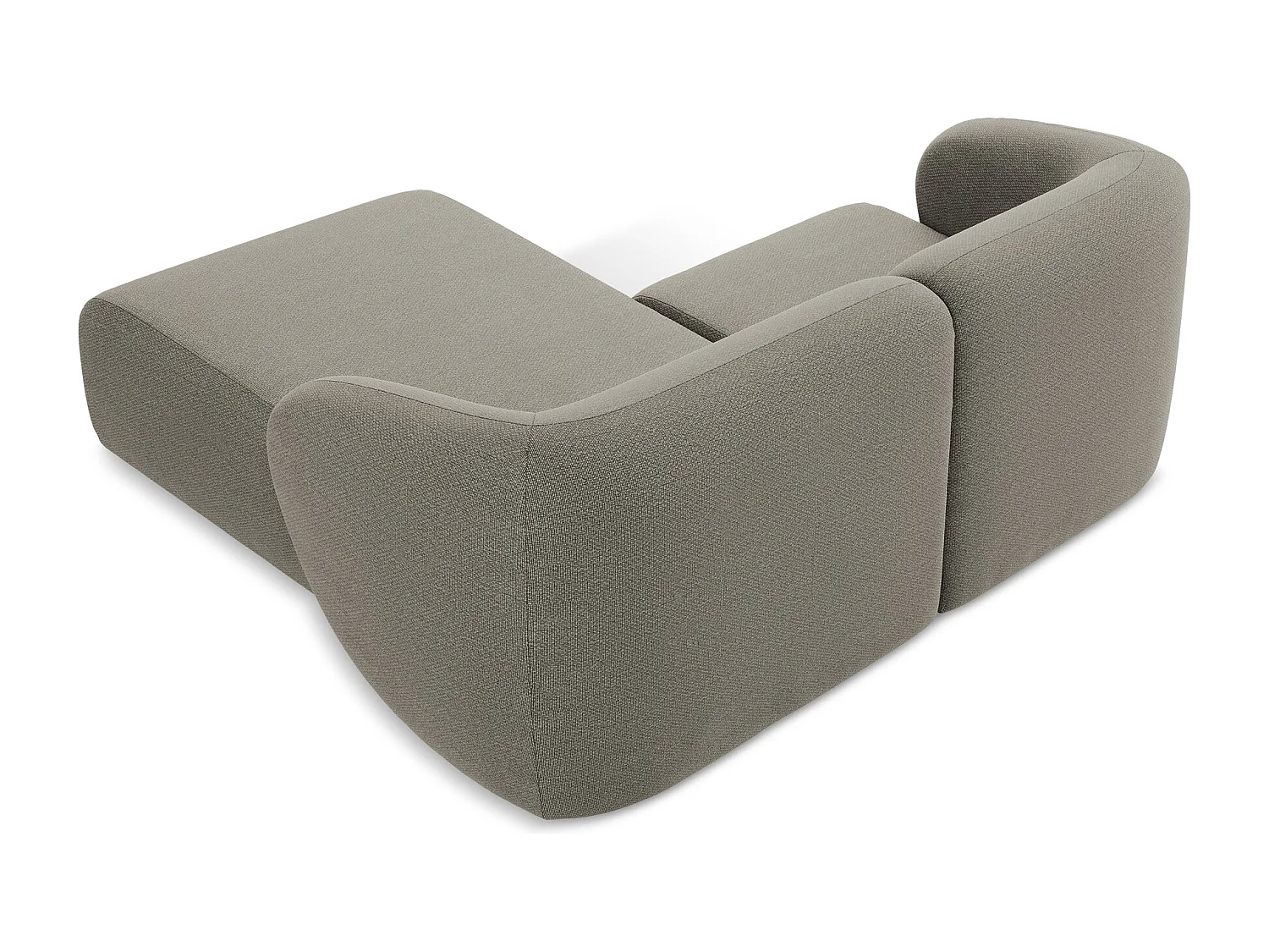 Canapé d'angle 2,5 places modulaire droit en tissu bouclette - gris - LANI