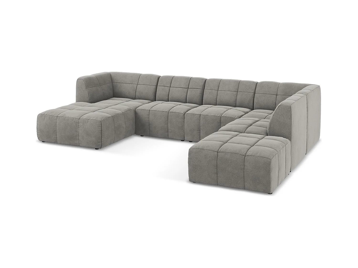 Canapé panoramique 5 places en velours - gris - ALOHA