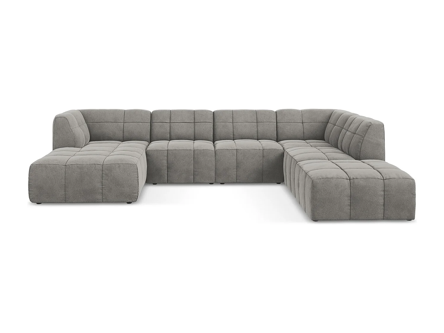 Canapé panoramique 5 places en velours - gris - ALOHA