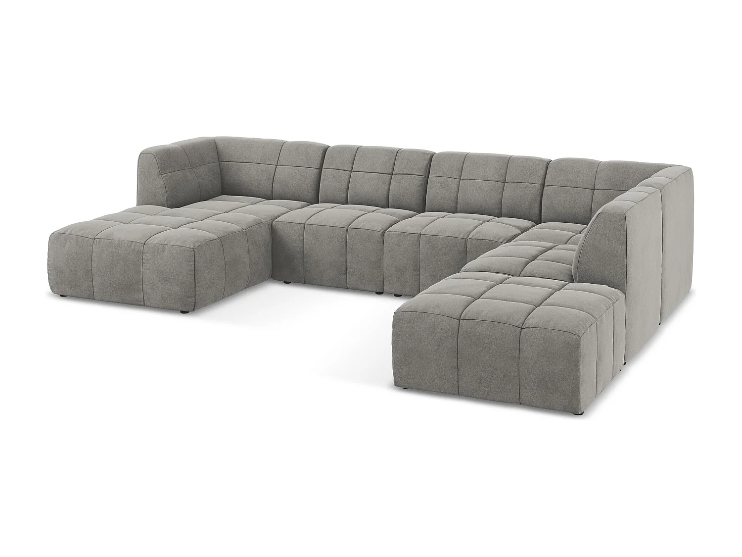 Canapé panoramique 5 places en velours - gris - ALOHA