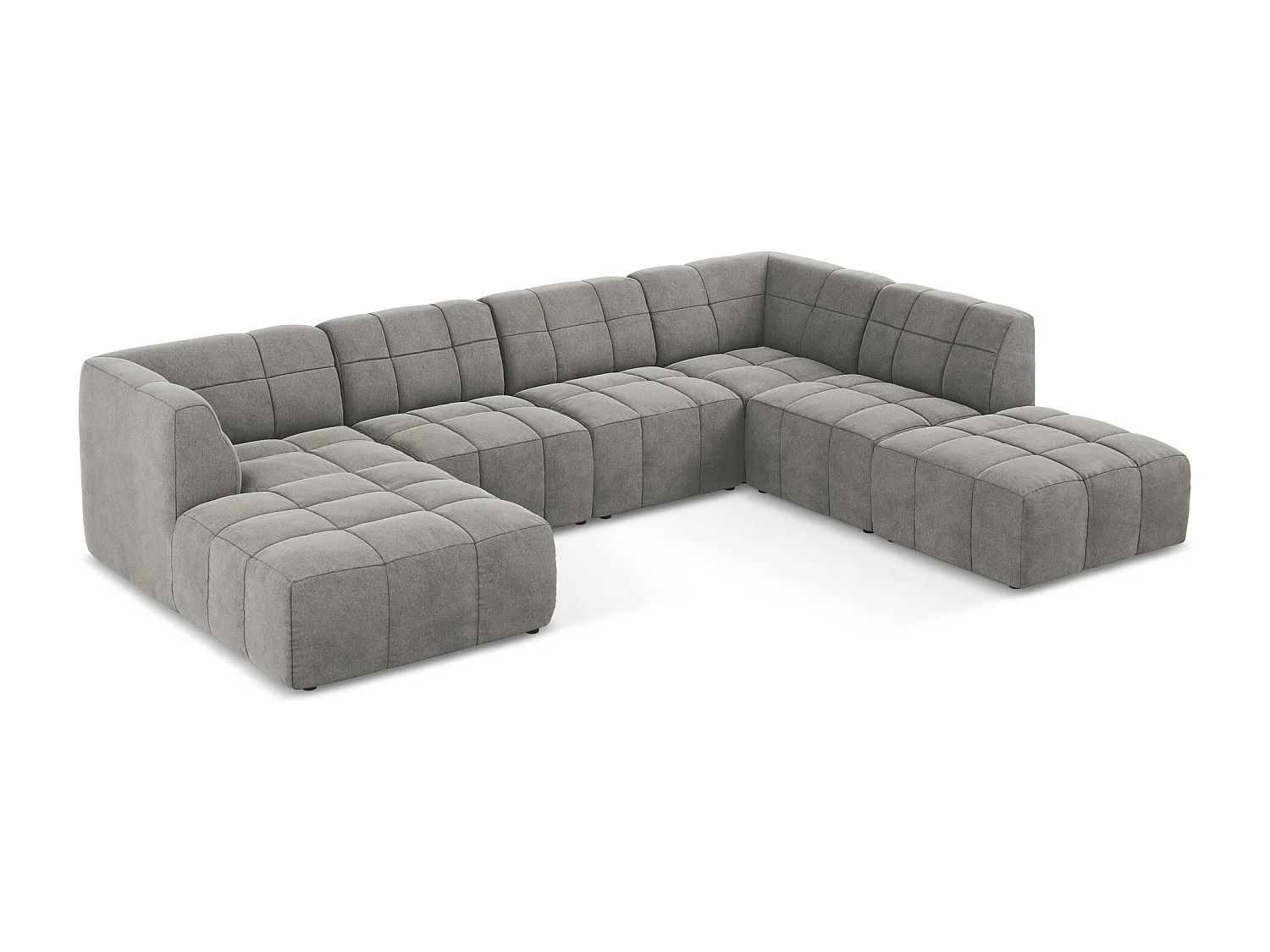 Canapé panoramique 5 places en velours - gris - ALOHA