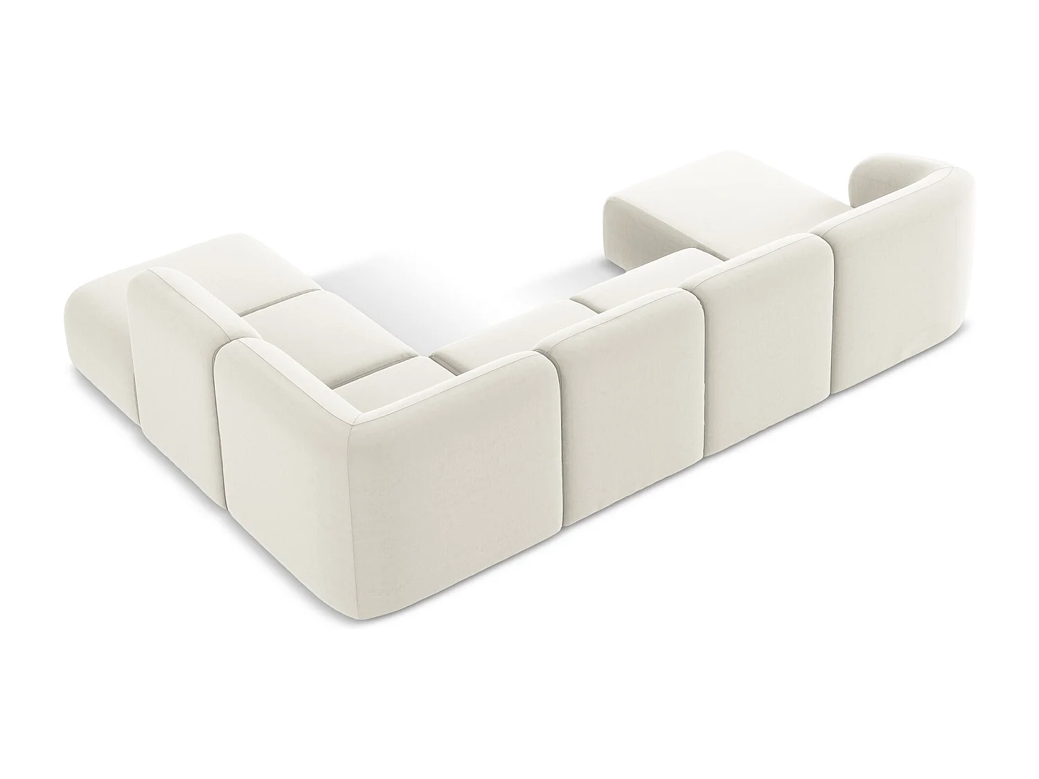 Sofa panoramiczna prawa - z tkaniny welwetowej - jasny beż - LANI