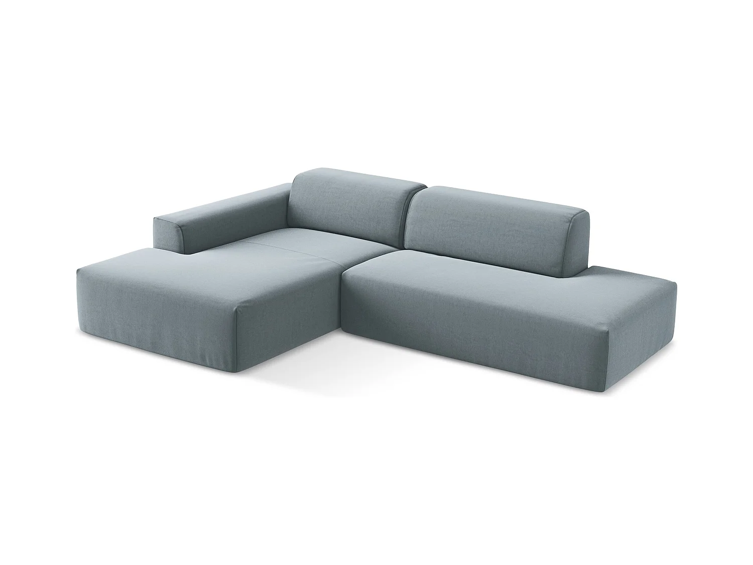 Modulaire hoekbank rechts van lichtblauw velours - KELI