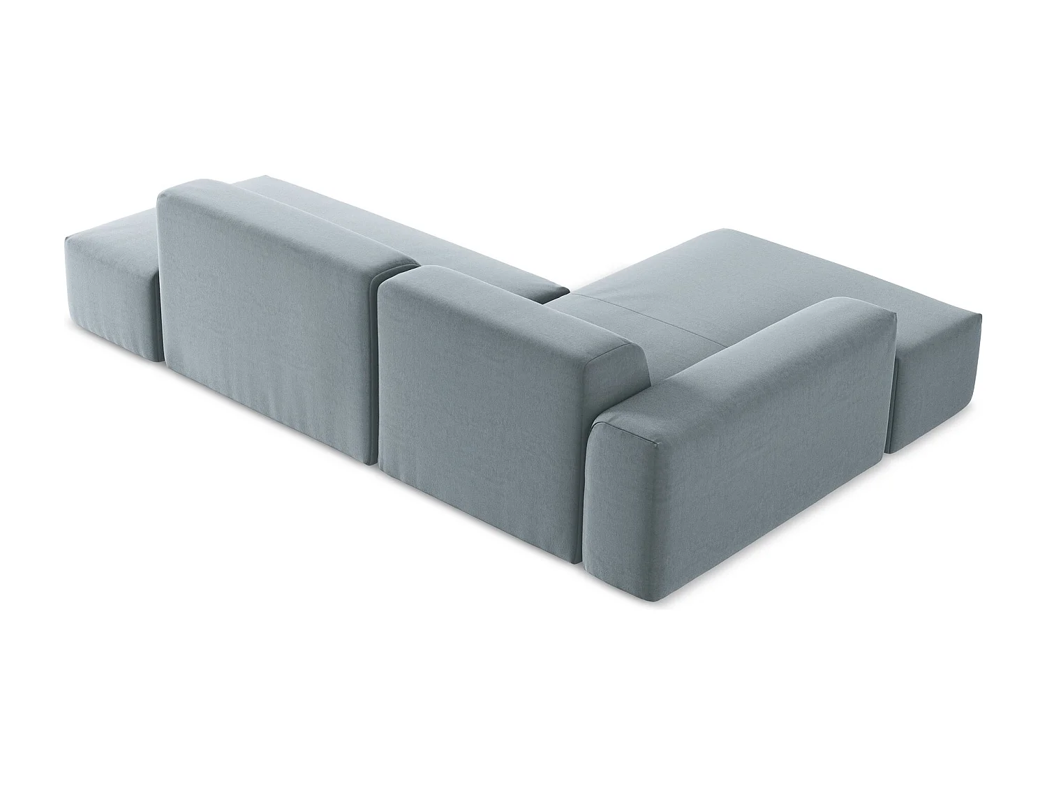 Canapé d'angle 3 places modulaire droit en velours - bleu clair - KELI