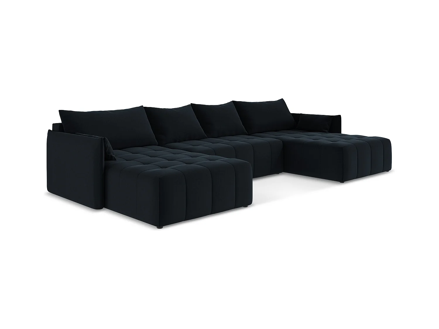 Panoramische hoekbank van koningsblauw velours - MOKU