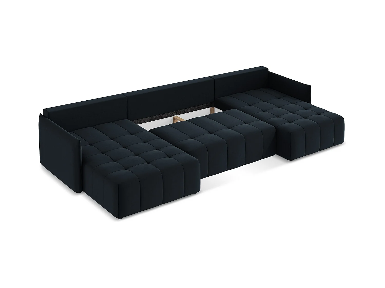 Panoramische hoekbank van koningsblauw velours - MOKU