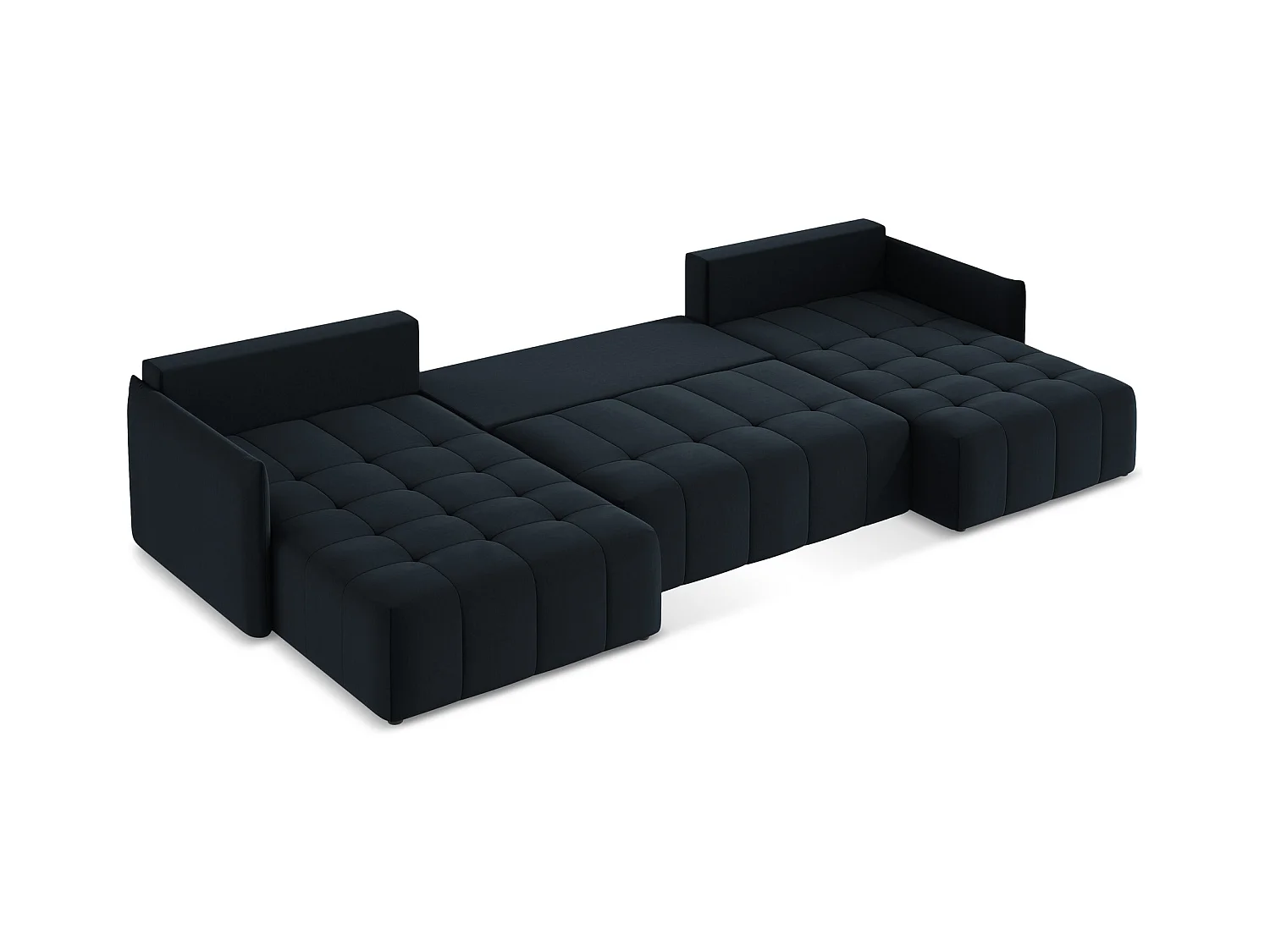 Panoramische hoekbank van koningsblauw velours - MOKU