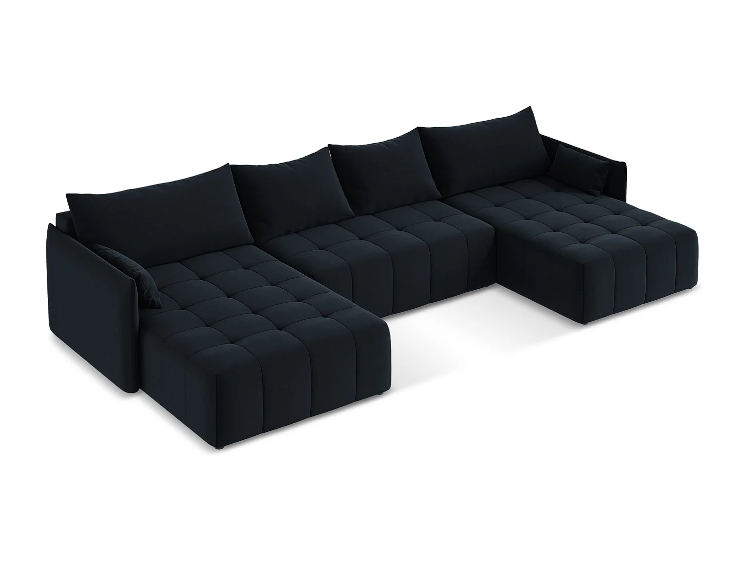 Canapé panoramique 5 places en velours - bleu royal - MOKU