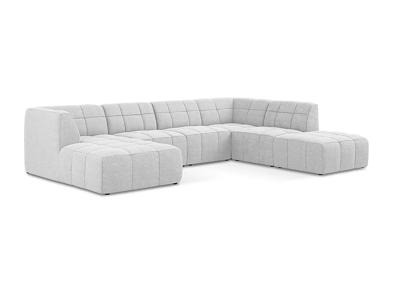 Sofa panoramiczna - z tkaniny bouclé - srebrny - ALOHA
