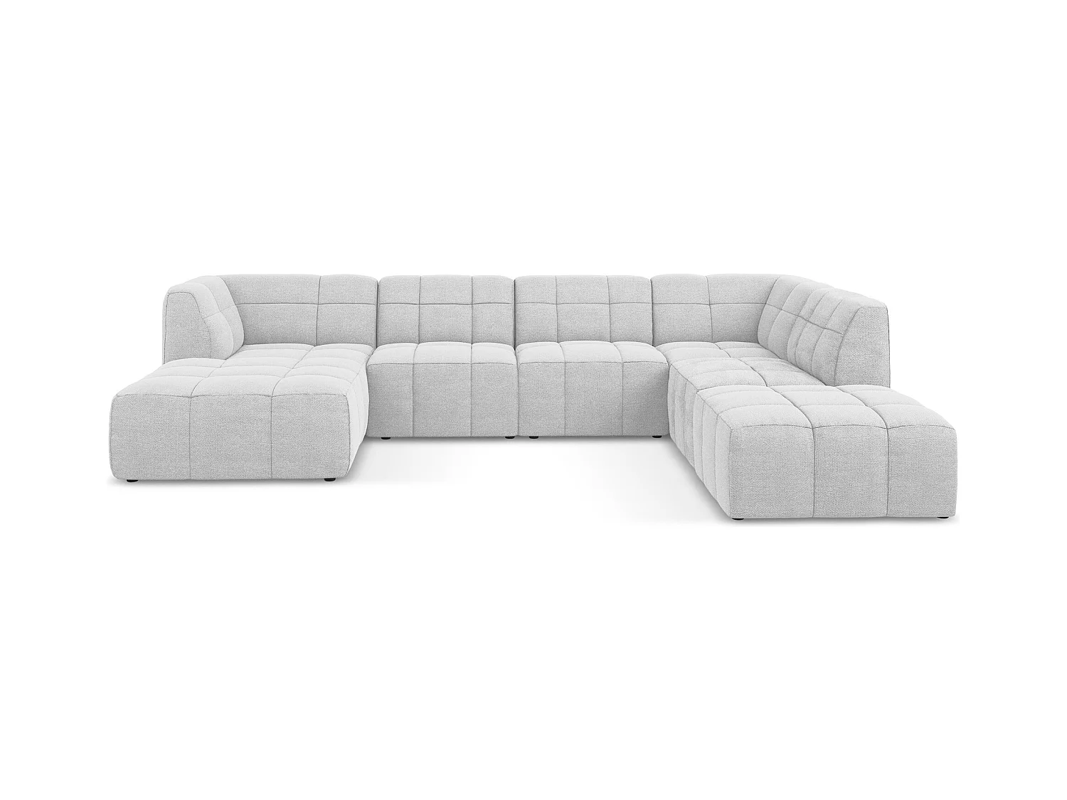 Panoramische hoekbank van zilver bouclé - ALOHA