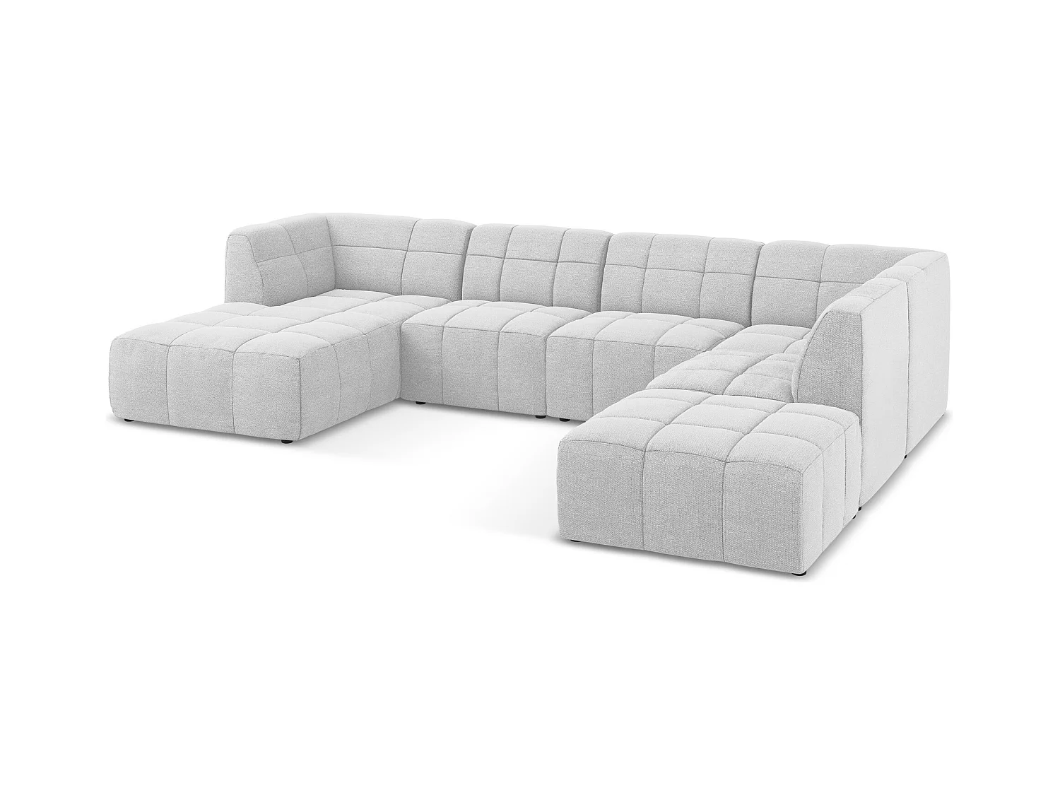 Panoramische hoekbank van zilver bouclé - ALOHA