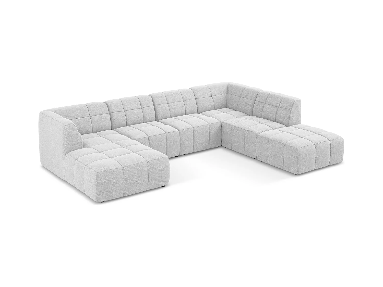 Panoramische hoekbank van zilver bouclé - ALOHA