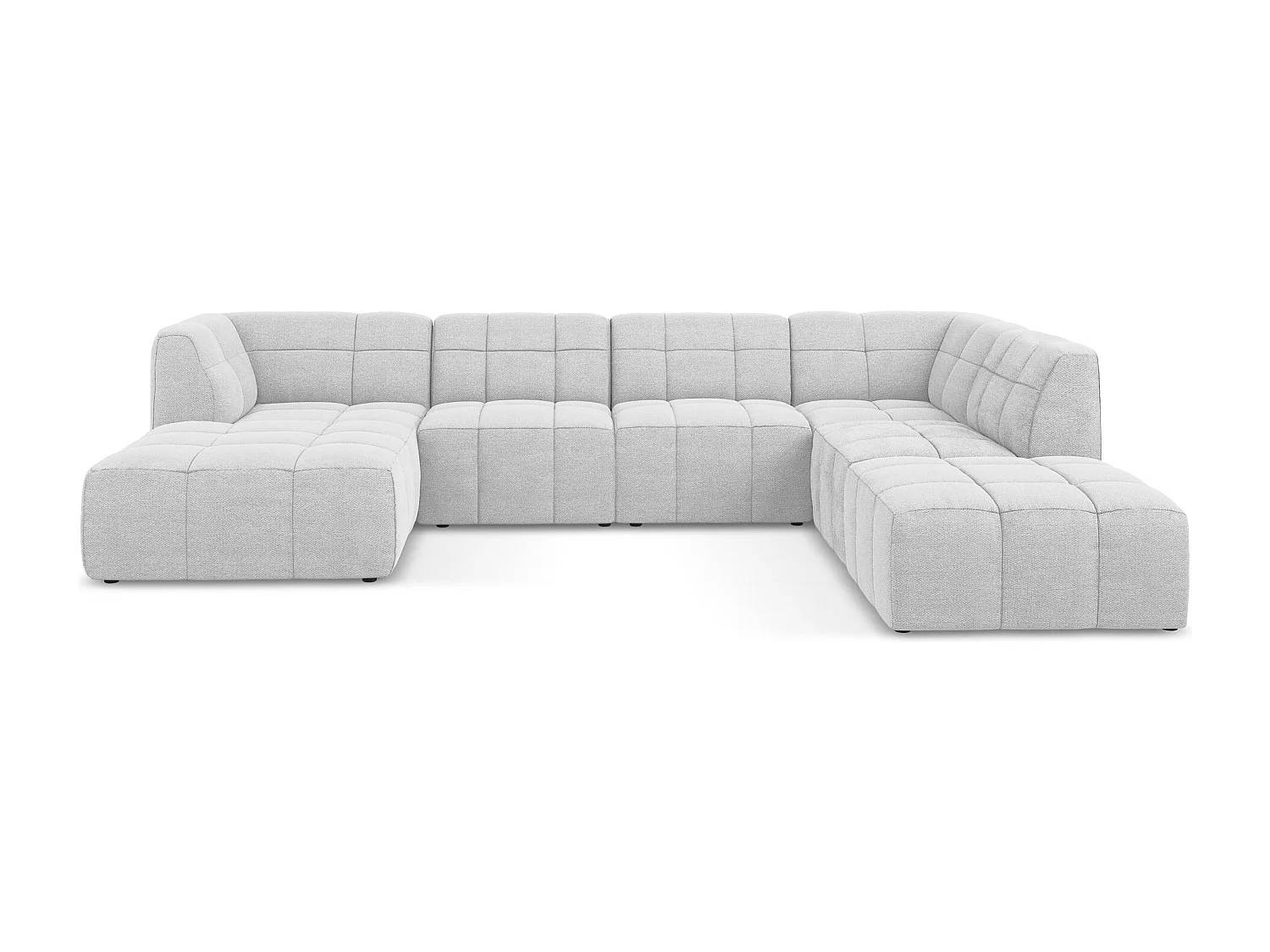 Sofa panoramiczna - z tkaniny bouclé - srebrny - ALOHA