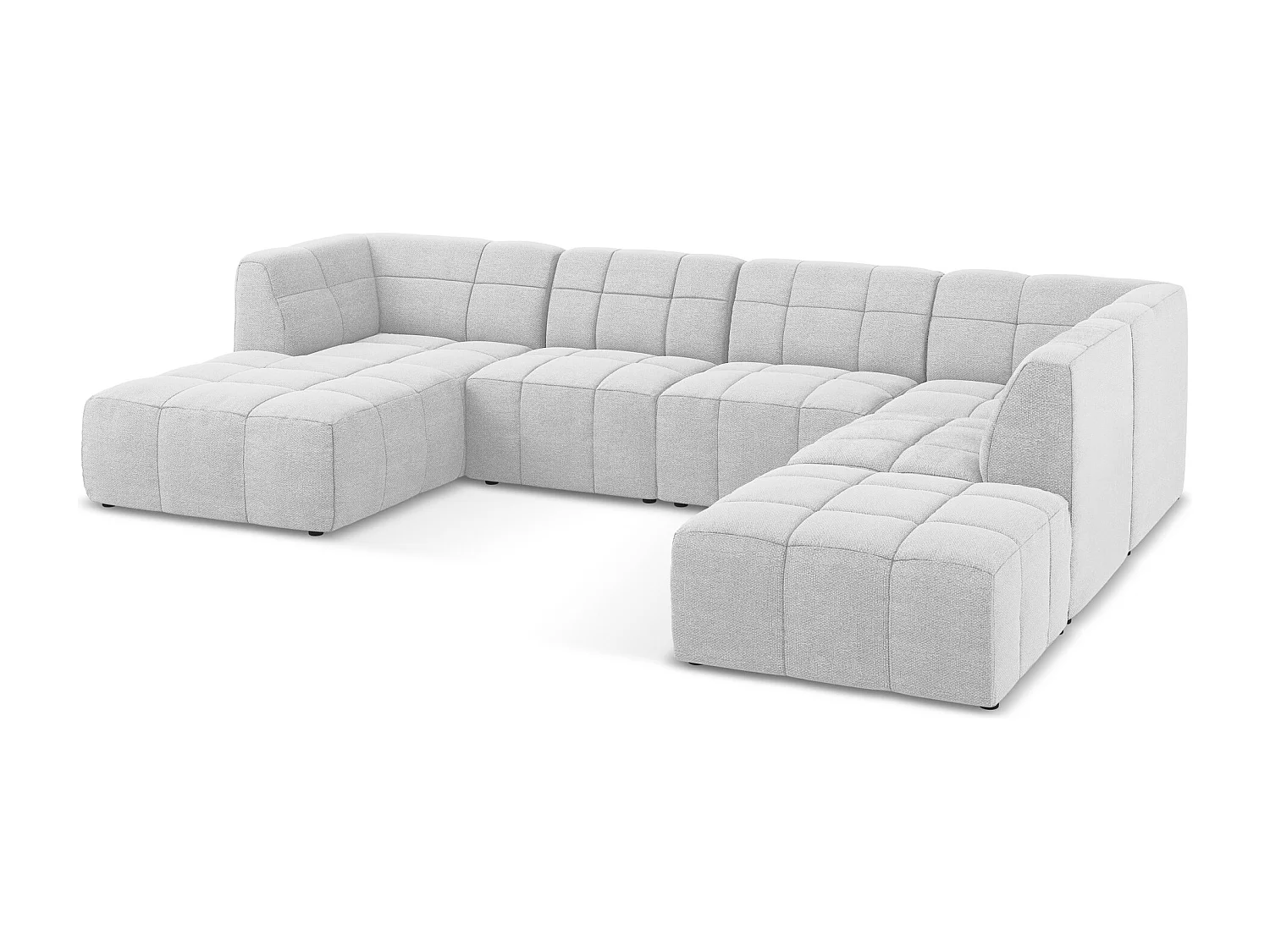 Sofa panoramiczna - z tkaniny bouclé - srebrny - ALOHA