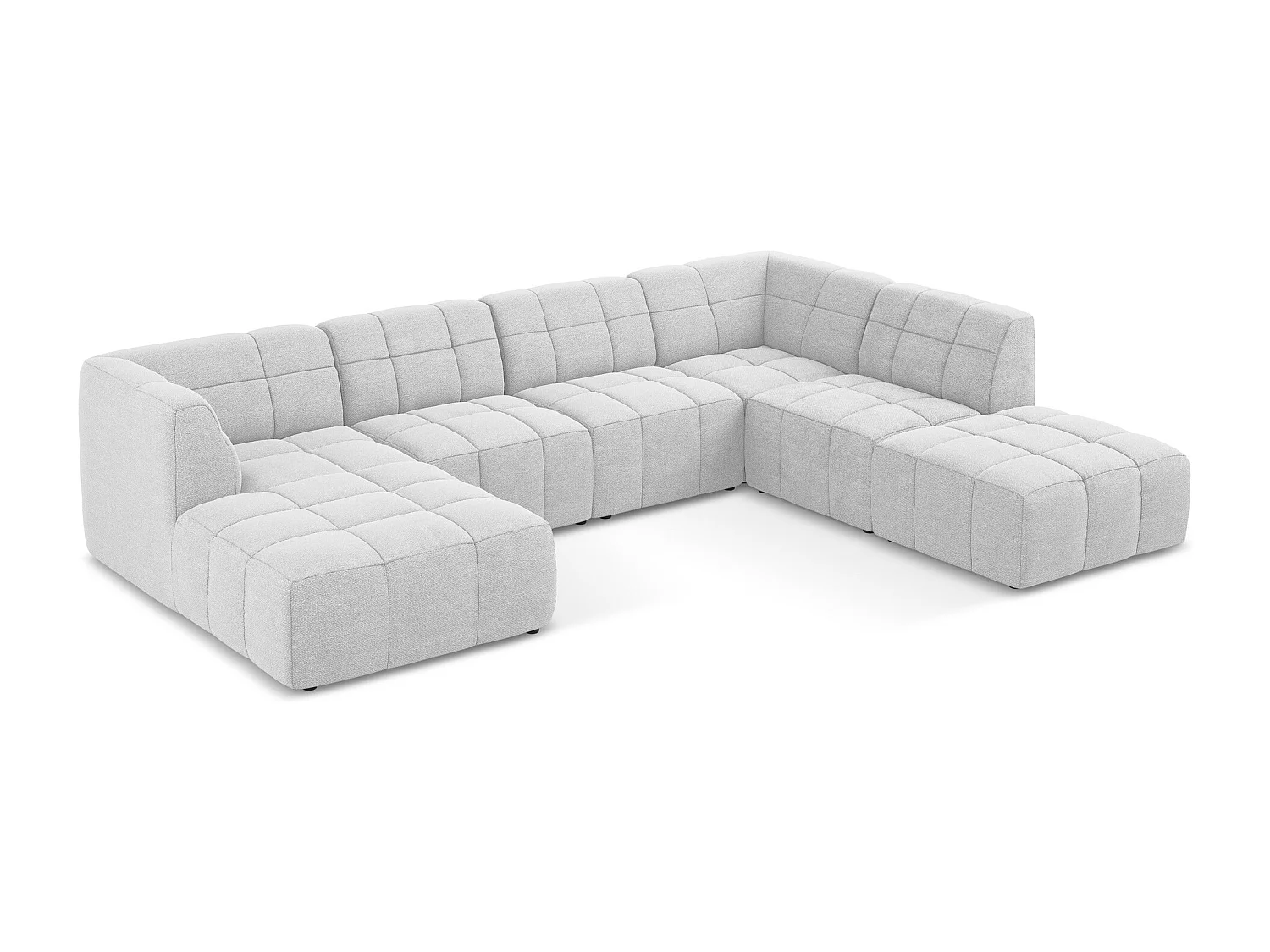 Sofa panoramiczna - z tkaniny bouclé - srebrny - ALOHA