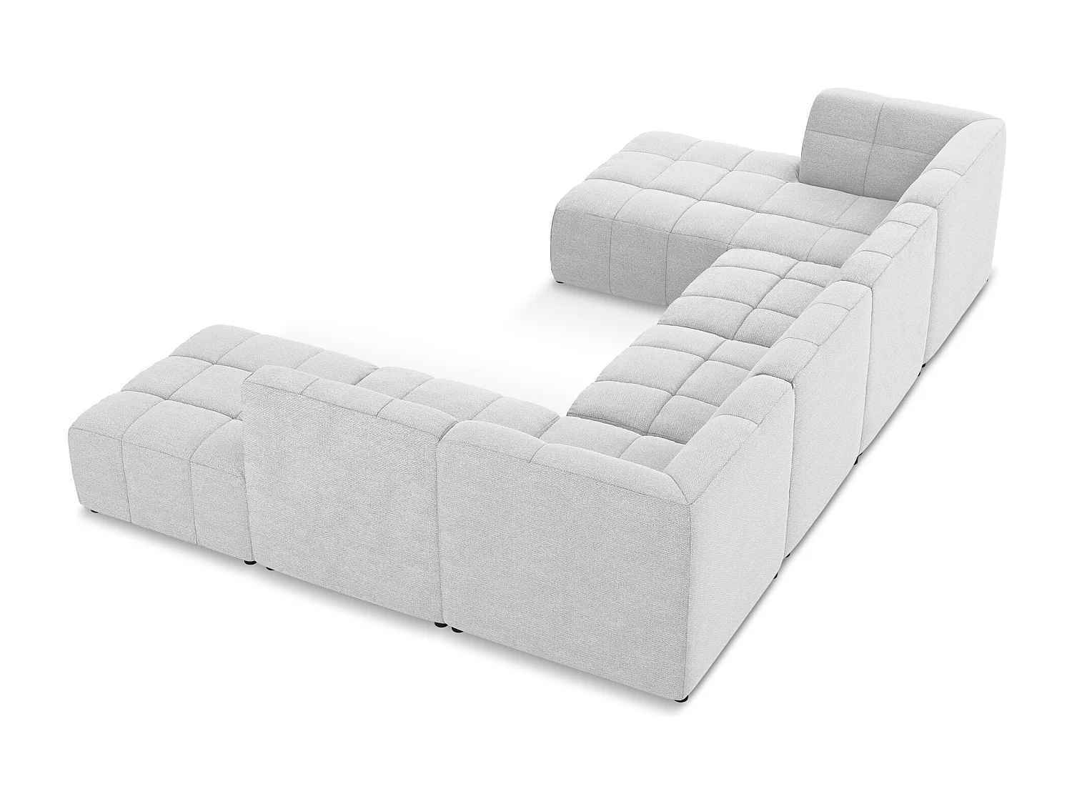 Sofa panoramiczna - z tkaniny bouclé - srebrny - ALOHA