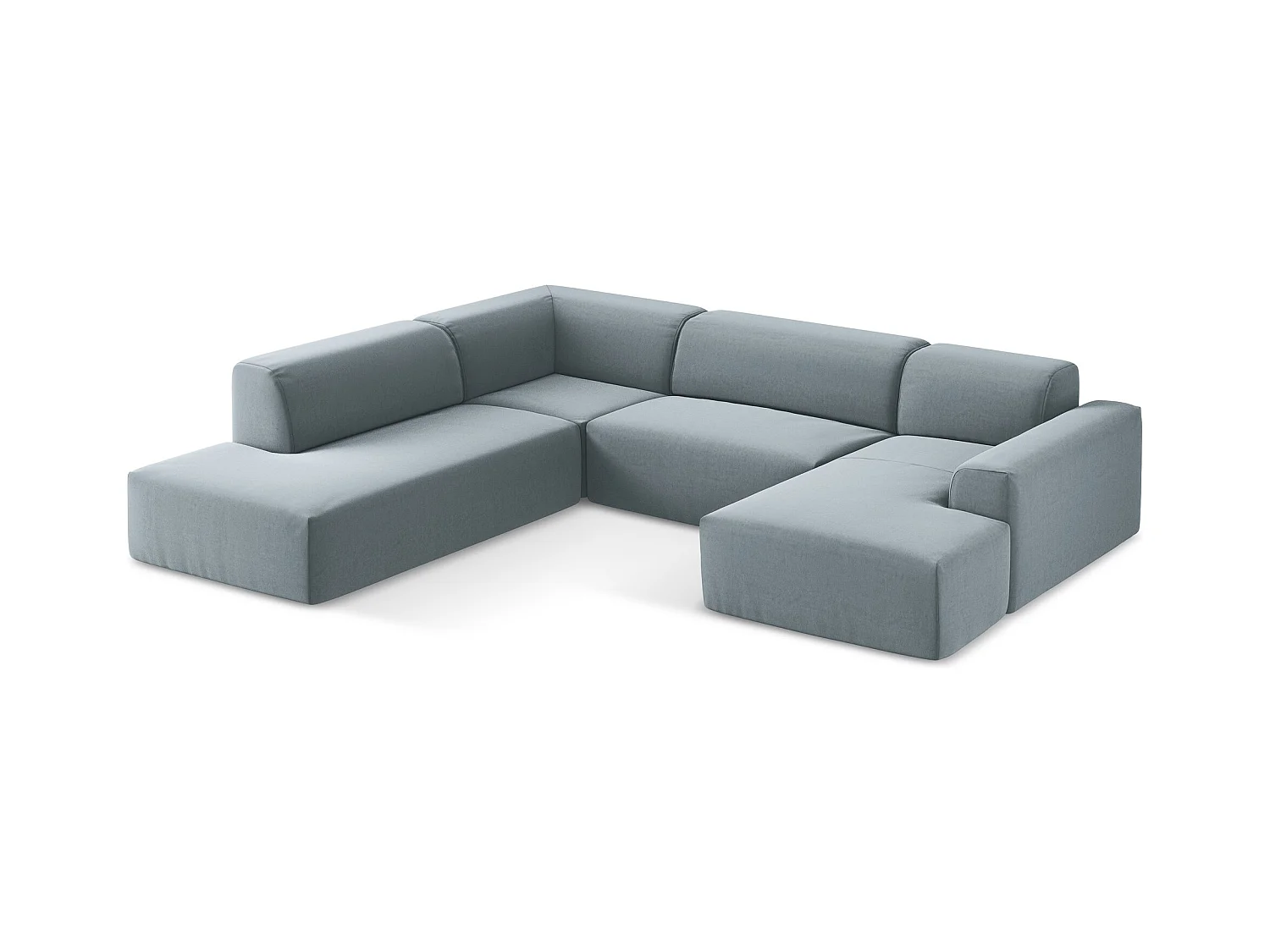 Panoramische hoekbank links van lichtblauw velours - KELI