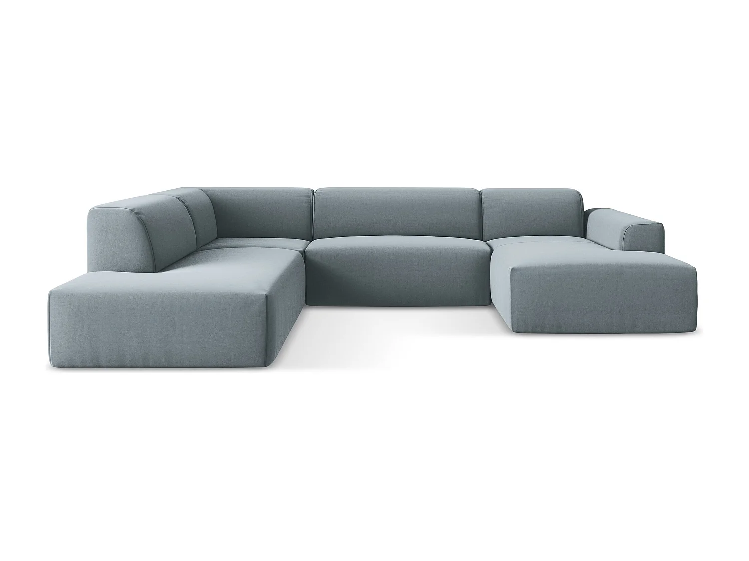 Sofa panoramiczna lewa - z tkaniny welwetowej - jasny niebieski - KELI