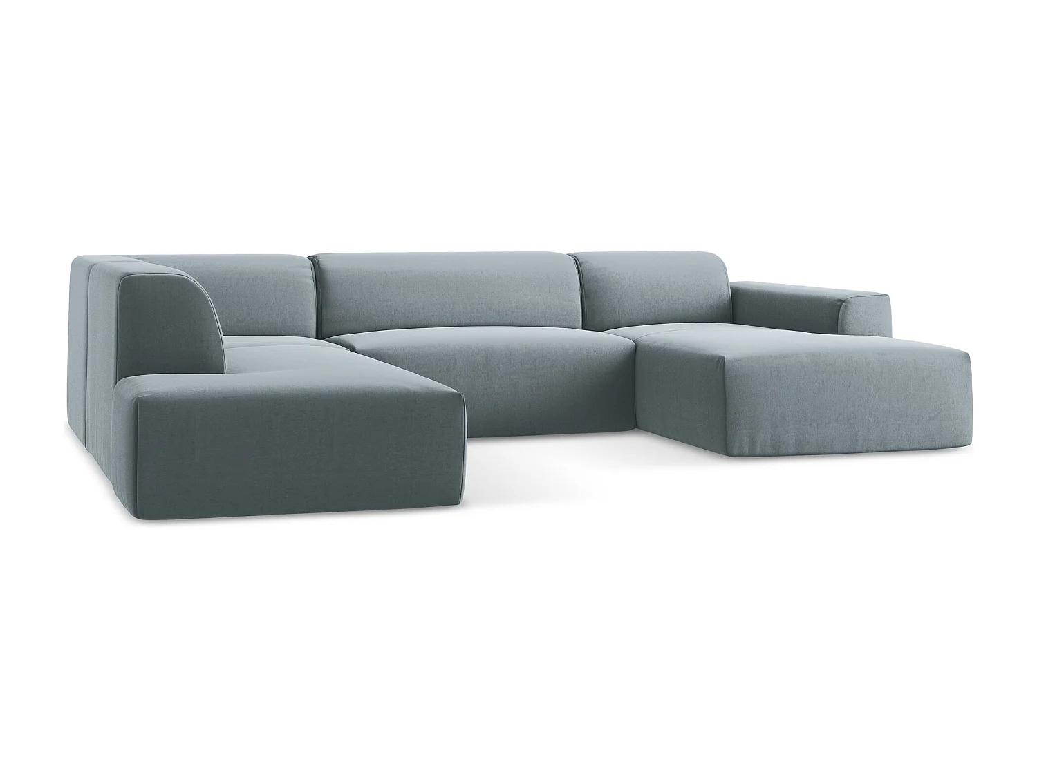 Sofa panoramiczna lewa - z tkaniny welwetowej - jasny niebieski - KELI