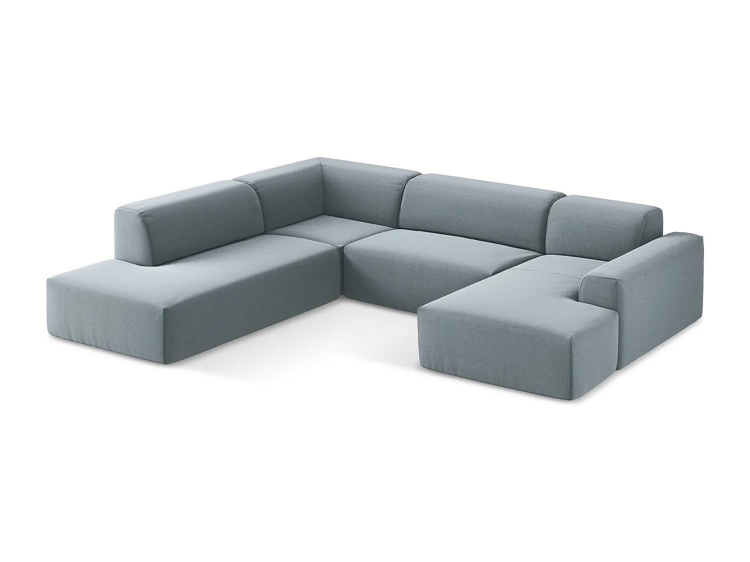 Sofa panoramiczna lewa - z tkaniny welwetowej - jasny niebieski - KELI