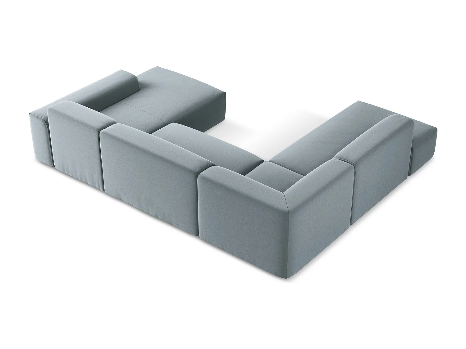 Sofa panoramiczna lewa - z tkaniny welwetowej - jasny niebieski - KELI